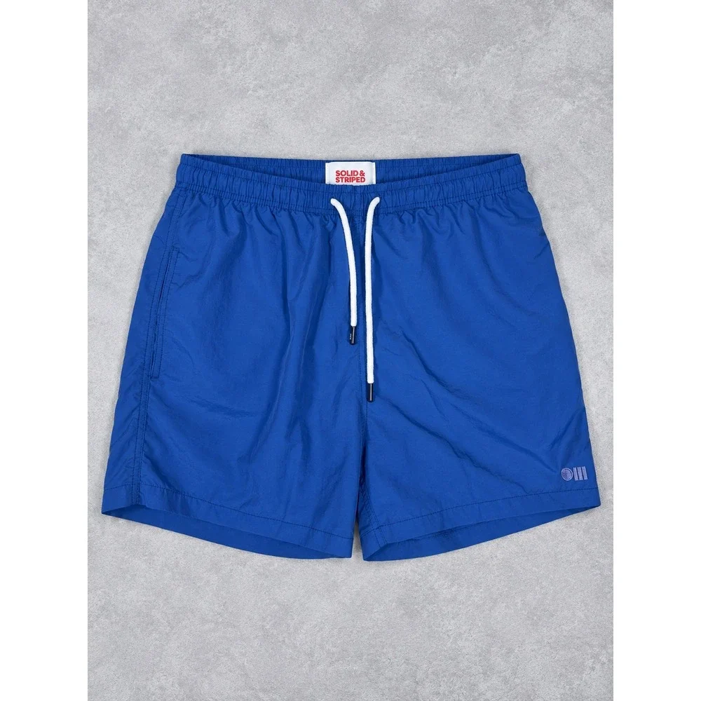 Solid & Striped Swim Trunks Mens Medium Blue Nylon Mesh Lined Swim Shorts